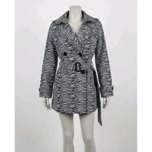 Mad Madele Zebra Print Belted Blazer Jacket Black White Women’s Size S Small NWT